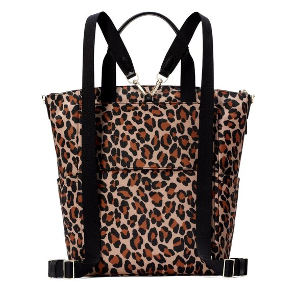 New Kate Spade Chelsea Spotted Leopard Large Convertible Backpack Brown Multi - Picture 5 of 6